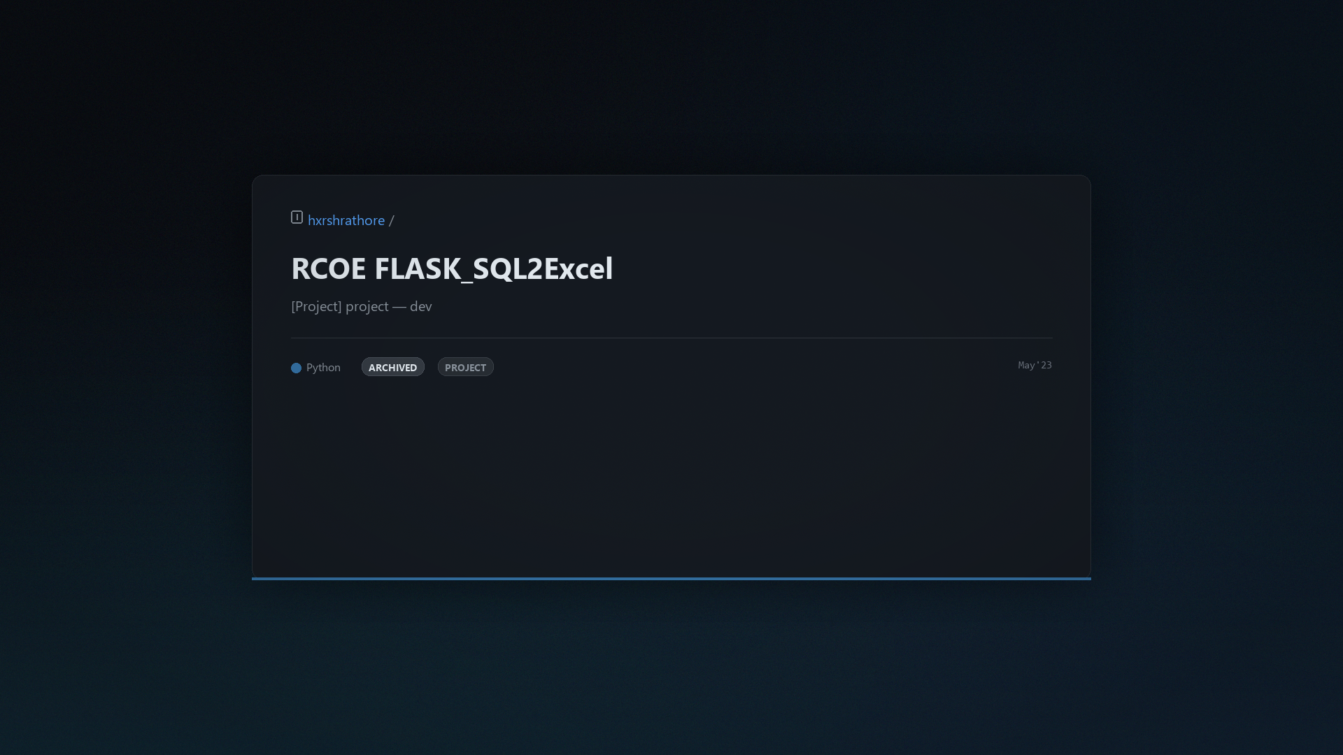 RCOE FLASK_SQL2Excel